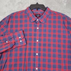 UNTUCKit Shirt Men's XXL Plaid Blue‎ Red Collared Long Sleeve Button Front Shirt